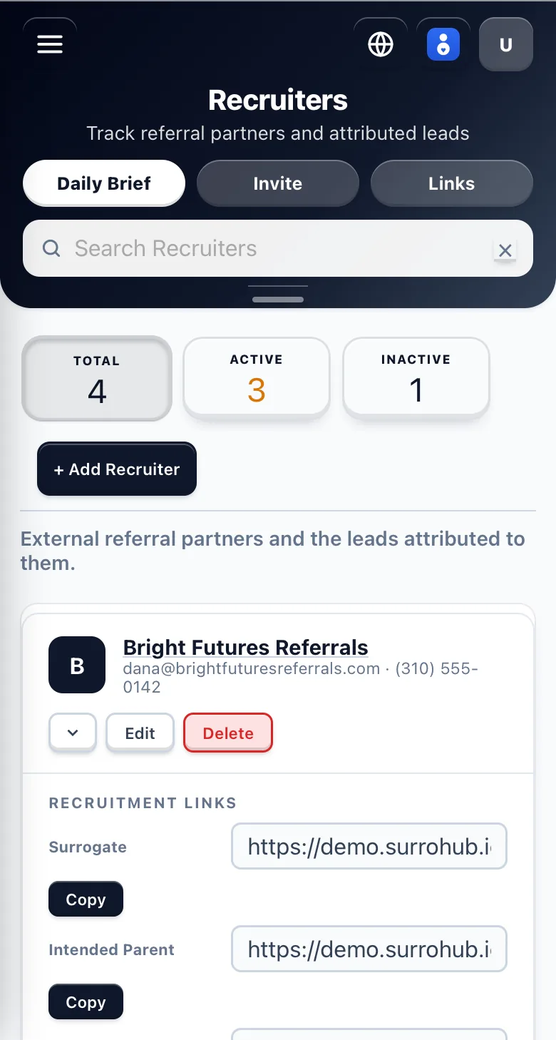 Every recruiter's own links